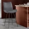 Armen Living Coronado Contemporary Counter Height Barstool In Brushed Gray Powder Coated Finish And Gray Faux Leather - Armen Living Coronado Contemporary Counter Height Barstool In Brushed Gray Powder Coated Finish And Gray Faux Leather