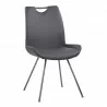 Coronado Contemporary Dining Chair in Grey Powder Coated Finish and Grey Faux Leather - Coronado Contemporary Dining Chair in Grey Powder Coated Finish and Grey Faux Leather
