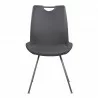 Coronado Contemporary Dining Chair in Grey Powder Coated Finish and Grey Faux Leather - Front - Coronado Contemporary Dining Chair in Grey Powder Coated Finish and Grey Faux Leather - Front