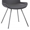 Coronado Contemporary Dining Chair in Grey Powder Coated Finish and Grey Faux Leather - Seat Close-up