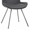 Coronado Contemporary Dining Chair in Grey Powder Coated Finish and Grey Faux Leather - Seat Close-up - Coronado Contemporary Dining Chair in Grey Powder Coated Finish and Grey Faux Leather - Seat Close-up