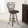 Armen Living Celeste Counter Height Metal Swivel Barstool In Bandero Espresso Fabric And Auburn Bay Finish