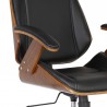 Armen Living Century Office Chair With Multifunctional Mechanism In Chrome finish With Black Faux Leather And Walnut Veneer Back 04
