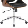 Armen Living Century Office Chair With Multifunctional Mechanism In Chrome finish With Black Faux Leather And Walnut Veneer Back 03