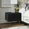 Armen Living Carnaby 2 Drawer Nightstand in Black Brushed Oak and Bronze - Armen Living Carnaby 2 Drawer Nightstand in Black Brushed Oak and Bronze