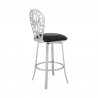 Cherie Contemporary Bar Height Barstool in Brushed Stainless Steel Finish and Black Faux Leather 003