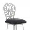 Cherie Contemporary Bar Height Barstool in Brushed Stainless Steel Finish and Black Faux Leather 004