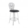 Cherie Contemporary Bar Height Barstool in Brushed Stainless Steel Finish and Black Faux Leather 002
