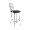 Cherie Contemporary Counter Height Barstool in Brushed Stainless Steel Finish and Gray Faux Leather 002