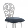 Cherie Contemporary Counter Height Barstool in Brushed Stainless Steel Finish and Gray Faux Leather 005
