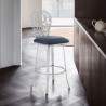 Cherie Contemporary Counter Height Barstool in Brushed Stainless Steel Finish and Gray Faux Leather