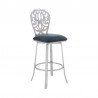 Cherie Contemporary Counter Height Barstool in Brushed Stainless Steel Finish and Gray Faux Leather 001