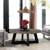 Chester Modern Concrete and Acacia Round Coffee Table - Lifestyle