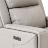 Armen Living Claude Dual Power Headrest and Lumbar Support Recliner Chair in Light Grey Genuine Leather- Arm