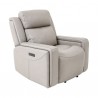 Armen Living Claude Dual Power Headrest and Lumbar Support Recliner Chair in Light Grey Genuine Leather-Side