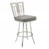 Armen Living Cleo 26" Modern Swivel Barstool In Gray And Stainless Steel 001