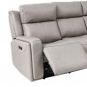 Armen Living Claude Dual Power Headrest and Lumbar Support Reclining Sofa in Light Grey Genuine Leather- Half