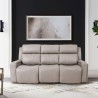 Armen Living Claude Dual Power Headrest and Lumbar Support Reclining Sofa in Light Grey Genuine Leather