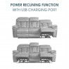 Armen Living Claude Dual Power Headrest and Lumbar Support Reclining Sofa in Light Grey Genuine Leather- Front