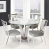 Cleo Contemporary Dining Chair In Gray and Stainless Steel - Set of 2 - Lifestyle Set