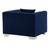 Armen Living Cambridge Contemporary Chair In Brushed Stainless Steel And Blue Velvet 4