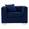 Armen Living Cambridge Contemporary Chair In Brushed Stainless Steel And Blue Velvet 3