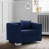 Armen Living Cambridge Contemporary Chair In Brushed Stainless Steel And Blue Velvet 1