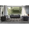 Cambridge Contemporary Sofa Chair in Brushed Stainless Steel and Dark Grey Velvet - Lifestyle Set