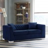 Cambridge Contemporary Loveseat in Brushed Stainless Steel and Blue Velvet - Lifestyle 1