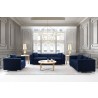 Cambridge Contemporary Loveseat in Brushed Stainless Steel and Blue Velvet - Lifestyle 2