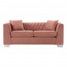 Cambridge Contemporary Loveseat in Brushed Stainless Steel and Blush Velvet - Front