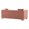 Cambridge Contemporary Loveseat in Brushed Stainless Steel and Blush Velvet - Back Angle