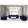 Armen Living Cambridge Contemporary Sofa in Brushed Stainless Steel and Blue Velvet- Set