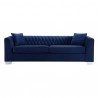 Armen Living Cambridge Contemporary Sofa in Brushed Stainless Steel and Blue Velvet- Front