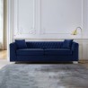 Armen Living Cambridge Contemporary Sofa in Brushed Stainless Steel and Blue Velvet