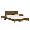 Armen Living Cusco 3 Piece Acacia King or Queen Bed And Nightstands Bedroom Set In Antique Acacia 01