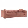 Armen Living Cambridge Contemporary Sofa in Brushed Stainless Steel and Blush Velvet- Side