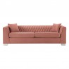 Armen Living Cambridge Contemporary Sofa in Brushed Stainless Steel and Blush Velvet- Front