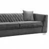 Armen Living Cambridge Contemporary Sofa in Brushed Stainless Steel and Dark Gray Velvet- Angle View