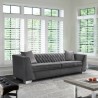 Armen Living Cambridge Contemporary Sofa in Brushed Stainless Steel and Dark Gray Velvet