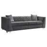 Armen Living Cambridge Contemporary Sofa in Brushed Stainless Steel and Dark Gray Velvet- Side