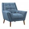 Armen Living Cobra Mid-Century Modern Chair in Blue Linen and Walnut Legs - Angled