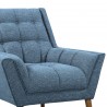 Armen Living Cobra Mid-Century Modern Chair in Blue Linen and Walnut Legs - Close-Up