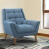 Armen Living Cobra Mid-Century Modern Chair in Blue Linen and Walnut Legs - Lifestyle
