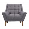 Armen Living Cobra Mid-Century Modern Chair in Dark Gray Linen and Walnut Legs - Front