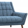 Armen Living Cobra Mid-Century Modern Sofa in Blue Linen and Walnut Legs Half