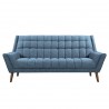 Armen Living Cobra Mid-Century Modern Sofa in Blue Linen and Walnut Legs - Front