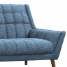 Armen Living Cobra Mid-Century Modern Sofa in Blue Linen and Walnut Legs - Close-Up