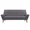 Armen Living Cobra Mid-Century Modern Sofa in Dark Gray Linen and Walnut Legs Front