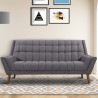 Armen Living Cobra Mid-Century Modern Sofa in Dark Gray Linen and Walnut Legs